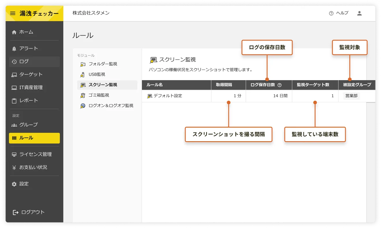 1分間隔で自動的にスクリーンショットを撮影