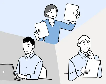 書類を確認する医療スタッフのグループのイラスト
