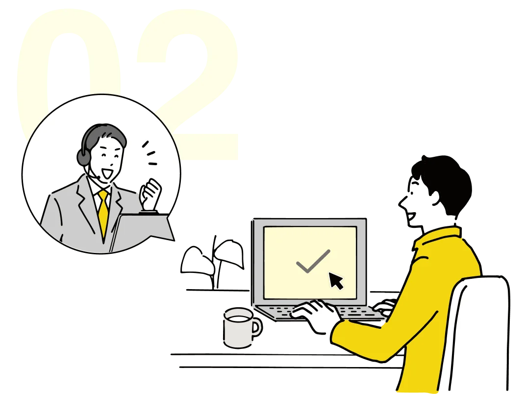 通話しながら情シスが対象PCを直接操作するイラスト