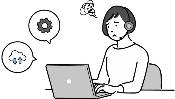 電話やチャットで状況が伝わらず困る情シスのイラスト