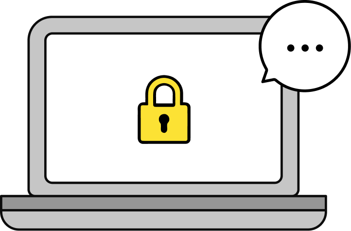 ロックされた無人PCのイラスト