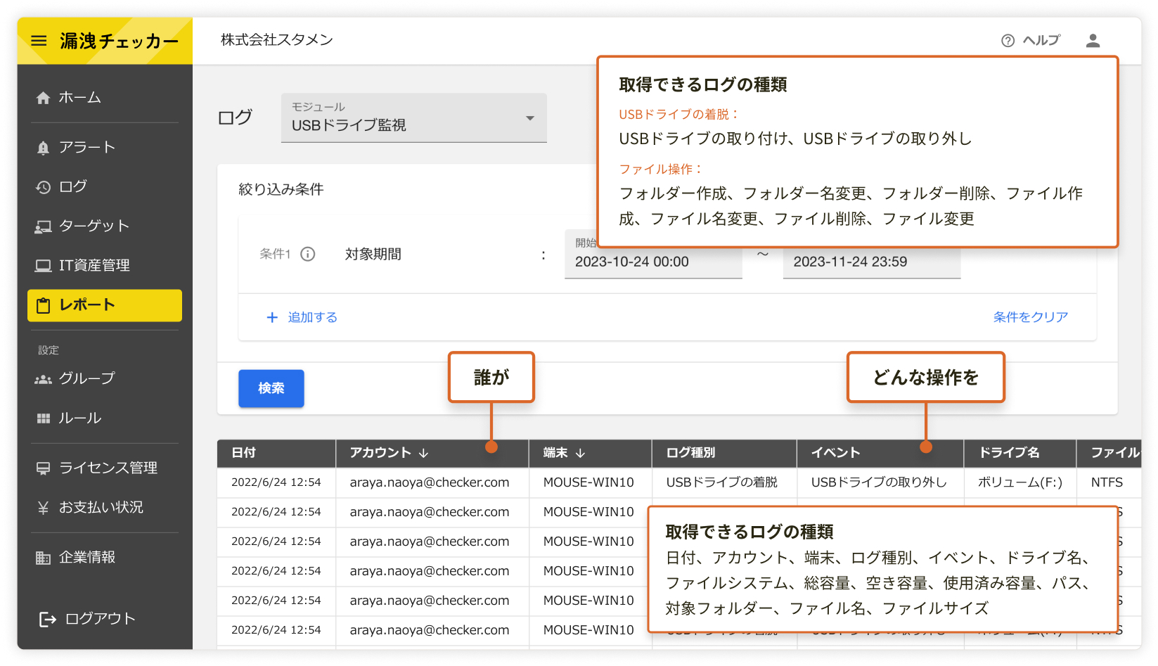 USBドライブ監視 モックアップ